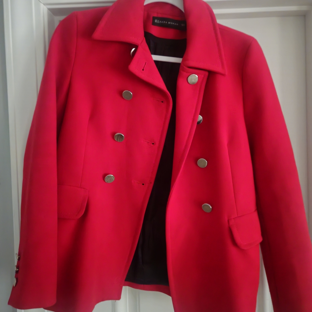 Zara Vibrant Red Pea Coat